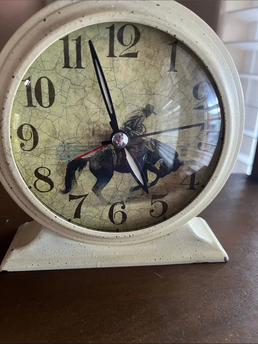 Saddle Bronc Rider Rustic Cream Cowboy Alarm Clock Shelf Decor